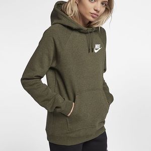 Nike Olive Green Funnel Neck Hoodie